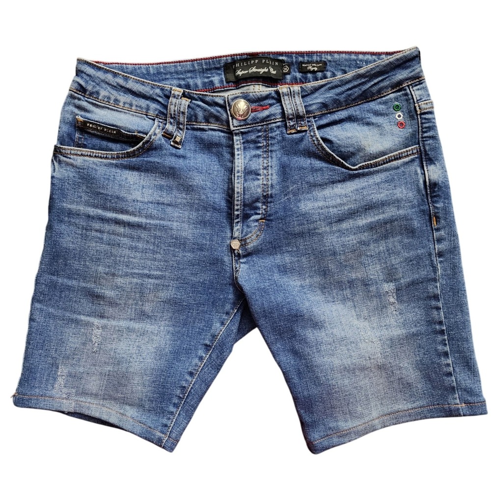 Philipp Plein Womens Super Straight Cut Preppy Button Fly Denim Shorts 31